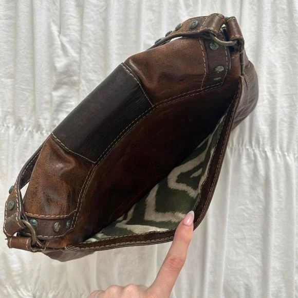 ROBERTO CAVALLI Brown Western Glam Leather Boho Turquoise Studded Structured Bag - Picture 8 of 8